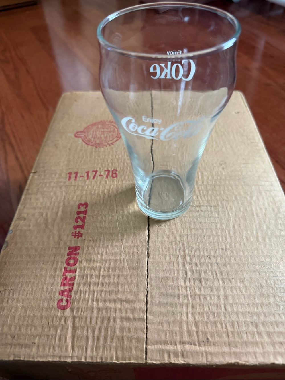Coca Cola Clear Glass Tumbler with White Logo vintage 1976